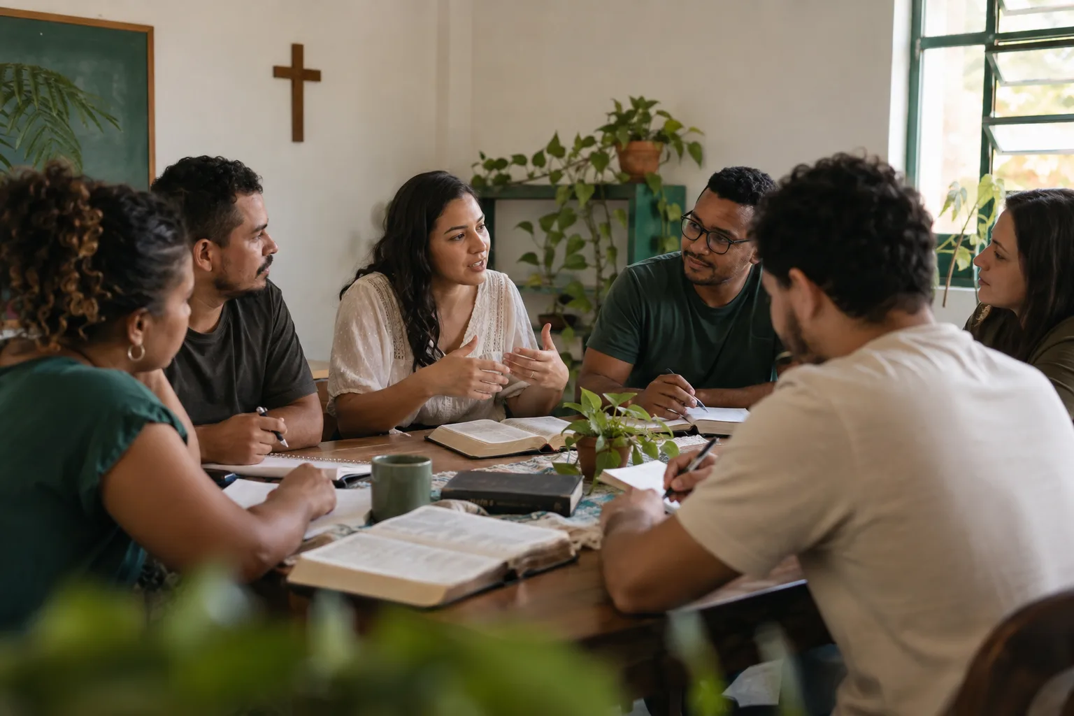 Grupo reunido para estudo e formação missionária